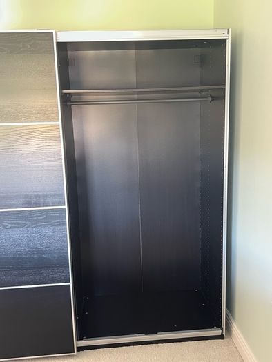 Large IKEA PAX Wardrobe - Black-Brown with Sliding Doors