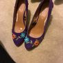 Decorated purple shoes with flowers and leaves Image 2