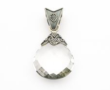 Ornate White Quartz Silver Pendant