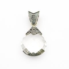 Ornate White Quartz Silver Pendant