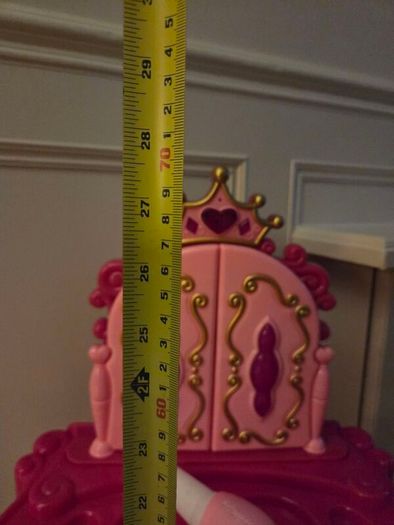 Child's chair, vanity set and barbie sound book
