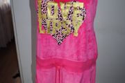 Lipsy London pink velour summer dress size L UK14/16 EU42/44 Postage included