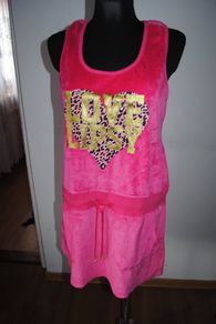 Lipsy London pink velour summer dress size L UK14/16 EU42/44 Postage included