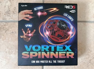 Vortex Spinner RED5 Fidget USB Rechargeable Flying Boomerang Toy LED light - Red