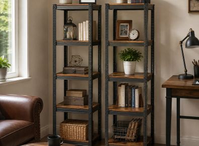 Heavy Duty Garage Shelving Set of 2 5 Tier Storage Shelves Metal Shelving Unit Warehouse Storage Rack