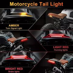Universal 20.32cm Flexible LED Light Strip with Tail Brake Stop Turn Signal Lights All-in-one