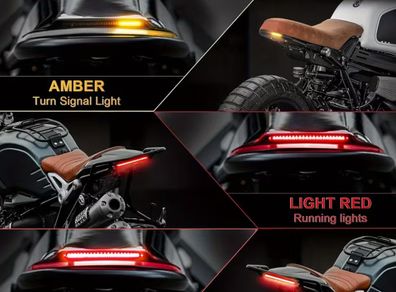Universal 20.32cm Flexible LED Light Strip with Tail Brake Stop Turn Signal Lights All-in-one