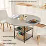 Round Dining Table, 47 inch Wood Table for 4-6 Person, Modern Circle Dinner Furniture, Leisure Tables with Storage Shelf and Metal Legs, for Home Kitchen Living Room, Grey (Only Table) Image 2