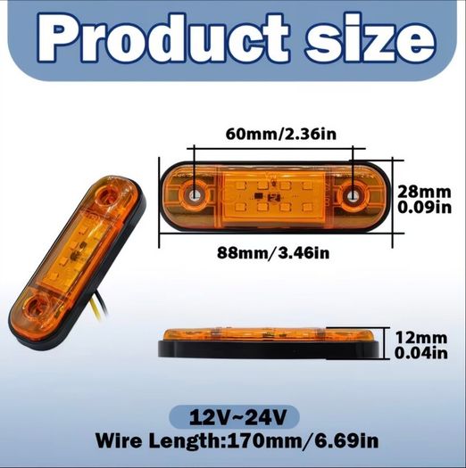 x4 Pcs12V LED White Side Marker Board Lights Trailer Truck Van Bus Camper