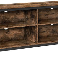 TV Cabinet, TV Shelf, Lowboard for TVs up to 65 inches, 4 Open Compartments, Adjustable Shelves, Industrial Design, Vintage Brown/Black