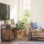 _TV cabinet, TV table with 2 sliding doors, TV shelf for TVs up to 60 inches, TV cabinet with adjustable shelves, industrial design, vintage brown-black Image 3