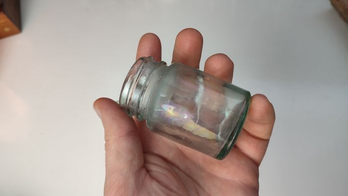 234 - Set of 3 Vintage Clear Glass Bottom Embossed Letters Science Medicine Pills Chemicals Collectible Decorative Jars