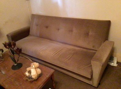 Solid Bed settee sofa in brown corduroy