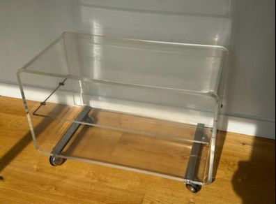 Vintage Clear Lucite/Acrylic Tv Stand/Shelf Unit on Chrome Casters.