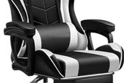 Gaming Chair Ergonomic Computer Chair Office Chair Desk Swivel Chair Adjustable Reclining Footrest Cushion White New