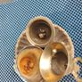 Old brass bells & candle holder & tea strainer Image 2