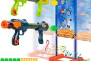 Shooting Games Toy for Kids, Moving Shooting Targets Kids Games with 2 Popper Air Guns and 40 Foam Bullets Outdoor Garden Toys for Age 3 4 5 6 7 8 9 10+ Years Old Kids Boys Girls (110 x 42cm)