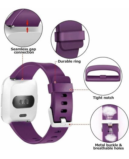 PURPLE Silicone Band Strap For Fitbit Versa, Versa 2, Versa Lite Replacement