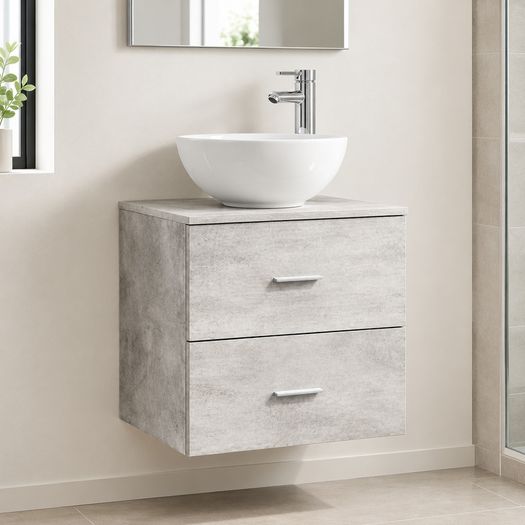 Wall-Mounted Sink Vanity Set With 2 Drawers