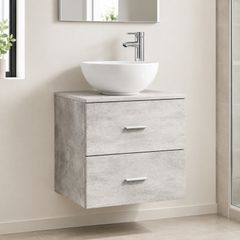 Wall-Mounted Sink Vanity Set With 2 Drawers