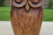 Vintage carved wooden owl figurine
