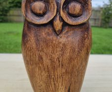 Vintage carved wooden owl figurine