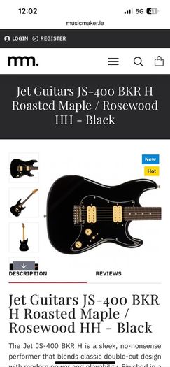 Jet guitars JET JS-400 BKR H Strat