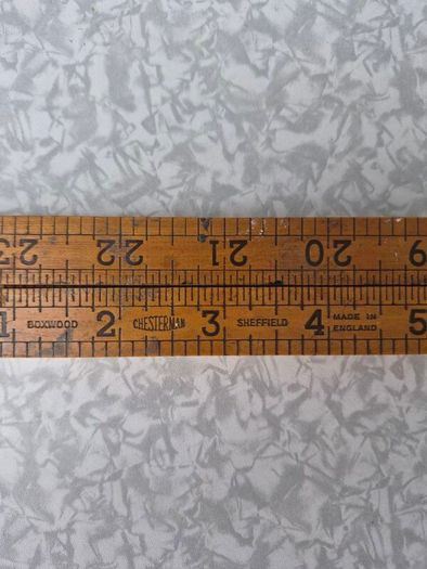 Antique 24 2FT Wood & Brass Pocket Ruler No. 25P