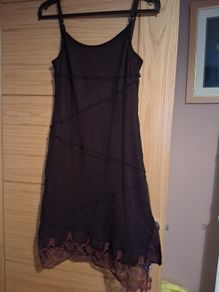 Dark purple camisole dress with lace hem