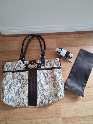 Brown 3 Piece Snake Skin Luggage Set