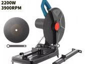 BRAND NEW 355mm Metal Chop Saw Base W/ 14in Blade Spark Shield 2200W Electric Adjustable Dry Chainsaw Steel Aluminum Cutting Machine