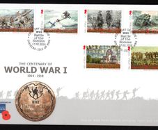 2016 Isle of Man Centenary of World War 1; Battle of the Somme Commemorative Stamps First Day Cover (FDC)