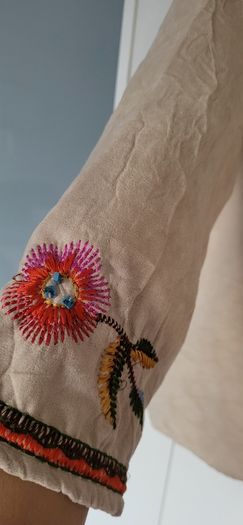 Wear-It Boho Faux Suede Floral Top Sz 2 (Fit 12-14 UK) - Bnwot