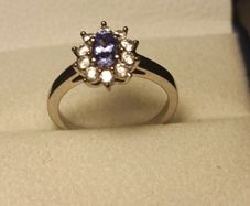 Petite Natural Tanzanite & Zircon Oval Cluster Ring