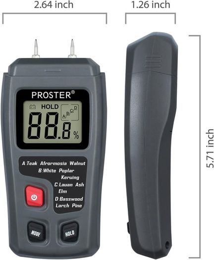 Moisture Meter Damp Meter RZMT-10 MD Digital Wood Moisture Meter Handheld Moisture Tester Detector Humidity Measuring with HD LCD for Wood Firewood Cardboard Paper (Range 0-99.9%)