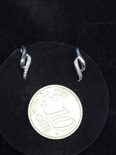 Vintage French 9ct White Gold Diamond Earrings 375 Hallmarked