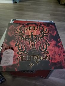 Ash meltdown orange n black splatter vinyl