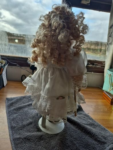 Vintage Irish Porcelain Doll with Flower Wreath and Pinwheel Vintage