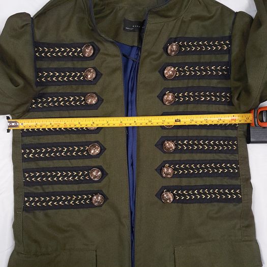 Zara Khaki Olive Green Military Hussar Style Jacket Size XS