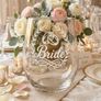 Elegant Engraved Bride & Groom Stemless Wine Glass Set of 2 glasses Image 2