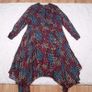 Monsoon Multicolor Pink Blue Houndstooth Pleated Asymmetrical Hem Long Sleeve Midi Dress 22UK/50EU Image 2