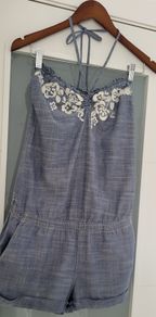 Abercrombie & Fitch light denim playsuit with pockets Sz M (Fit 8-10UK)