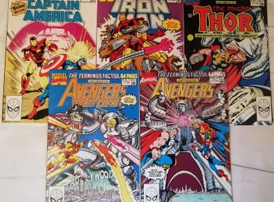 The Terminus Factor - Captain America, Iron Man, Thor, Avengers West Coast  & Avengers Annuals Complete Set - Parts 1-5 (1989-1990)