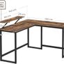 L-shaped computer desk Office Desk  with movable monitor top, corner desk, office, study, gaming, space-saving, easy mounting, metal, vintage brown-black Image 5