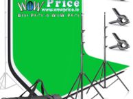 main image for ad 44335 2 x 3m Stand + 3 x 6m Muslin Black, White, Green Background