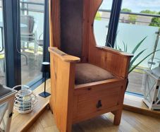 Rustic Pine Wingback Accent Chair with Storage Drawer (Lambing Style)