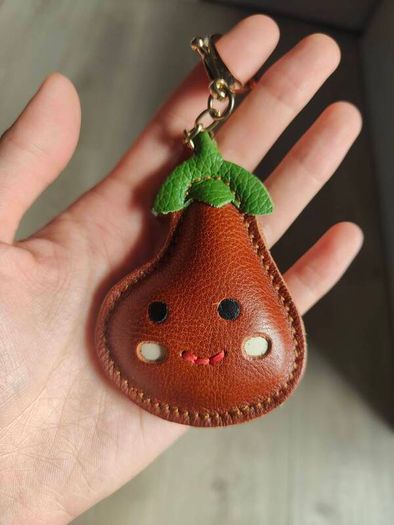 Handmade leather bag charm
