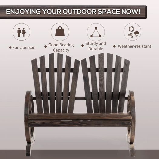 Comfortable Fir Logs Love Chair with Wheel-Shaped Armrests, Outdoor Wooden (FREE POSTAGE)