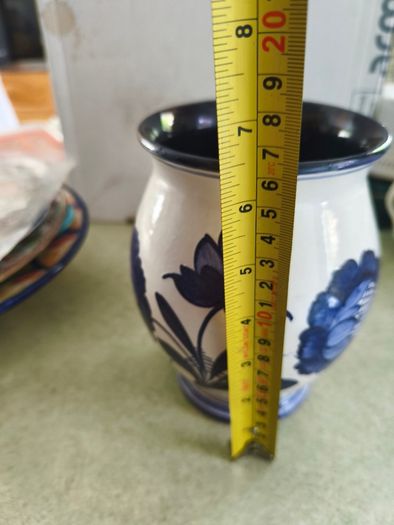 Vintage  Handmade Cobalt Blue And Gray Vease.