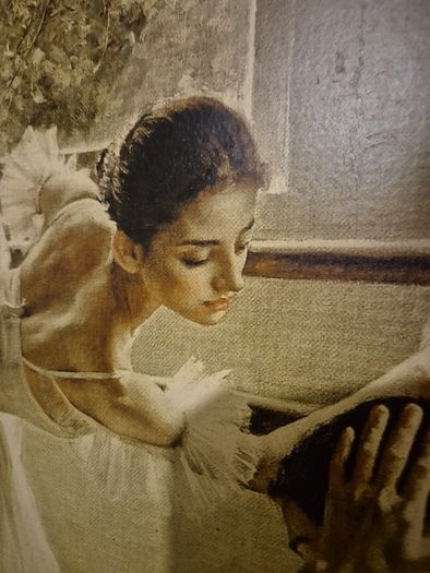 Rare find. Vintage Couple of Large Ballerinas Scene. Ballet Art.